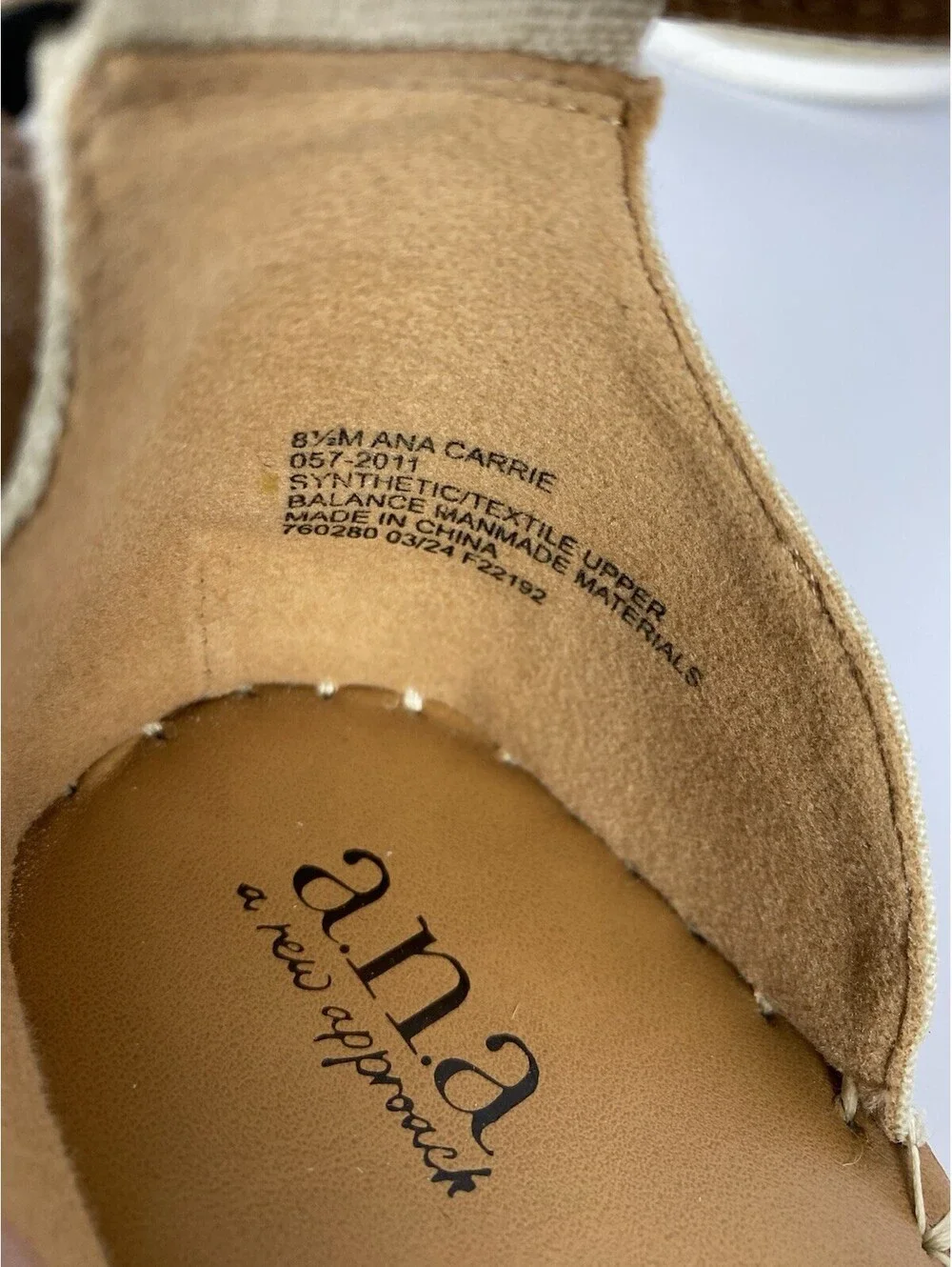 a.n.a Carrie Women's Sandals Size 8.5M Black Tan Espadrille Platform Ankle Strap